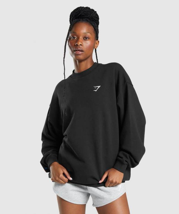 Damske Mikiny Gymshark Training Oversized Čierne | SG1308926